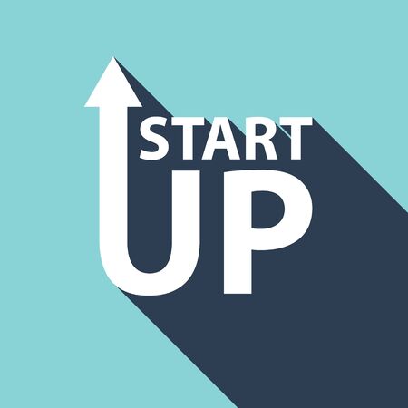 Concept with text Start Up, arrow and long shadow. Vector illustration.のイラスト素材