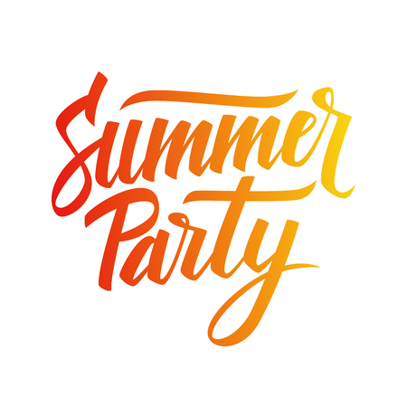 Handwritten inscription Summer party. Hand drawn element for your design. Vector illustration.のイラスト素材