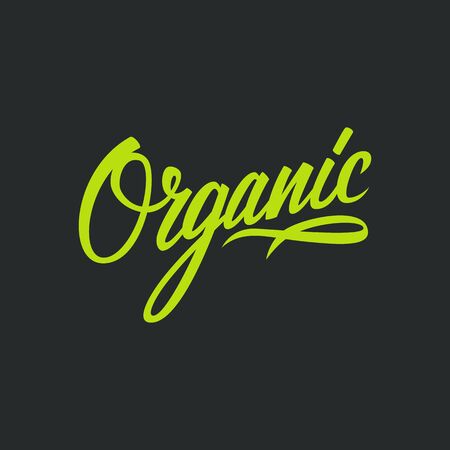 Handwritten word Organic. Hand drawn lettering. Vector illustration.のイラスト素材