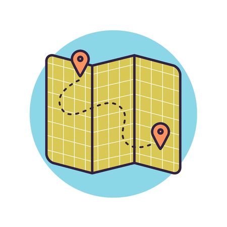 Map line icon. Navigation and search locations. Flat color vector illustration.のイラスト素材