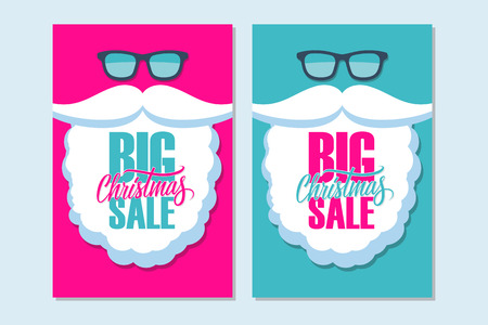 Big Christmas Sale banners with Santa Claus. Vector illustration.のイラスト素材