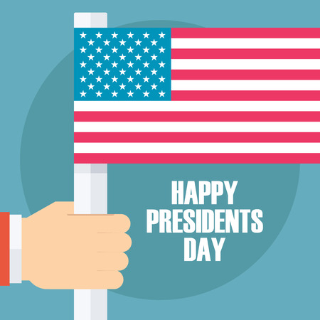 Happy Presidents Day greating card with American flag. Flat design vector illustration.のイラスト素材