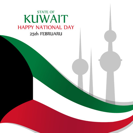 State of Kuwait Happy National Day greeting card. Vector illustration.のイラスト素材