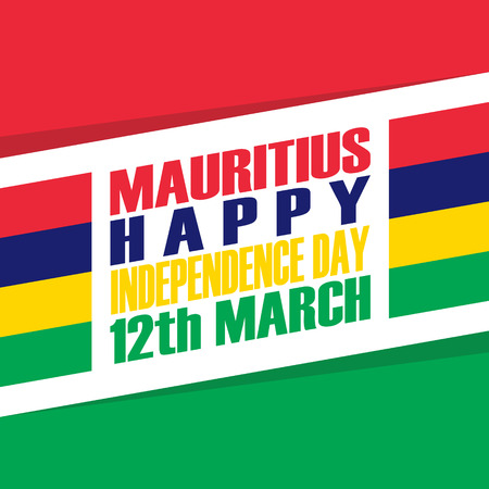 12 march Mauritius Happy Independence Day celebration card. Vector illustration.のイラスト素材