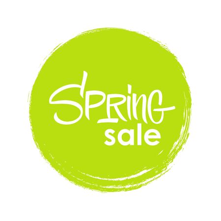 Spring Sale. Special offer banner with handwritten text design and pink circle brush stroke backgroundのイラスト素材