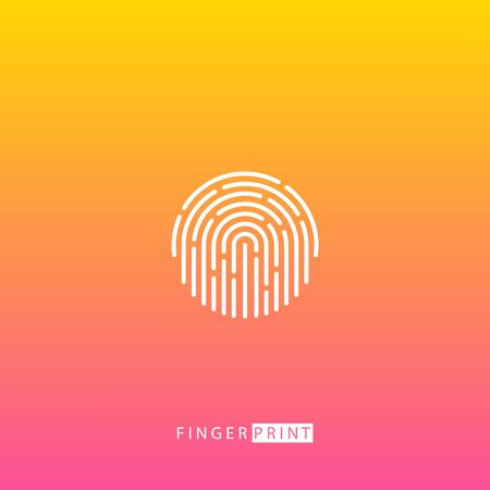 Fingerprint touch ID white icon on blurred background. Vector illustration.のイラスト素材