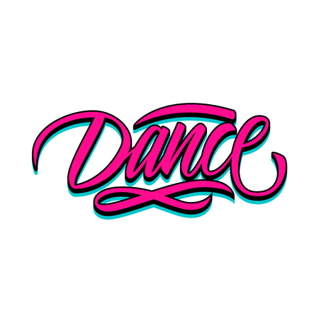 Handwritten word Dance. Hand drawn lettering. Calligraphic element for your design. Vector illustration.のイラスト素材