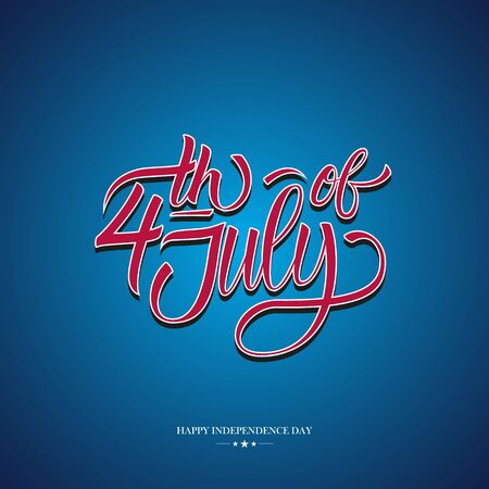 4th of July USA Independence Day greeting card with hand lettering. Vector illustration.のイラスト素材
