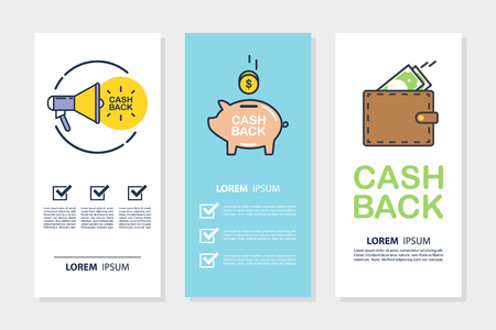 Set of money cash back flyers for business, promotion and advertising. Flat design vector illustration.のイラスト素材