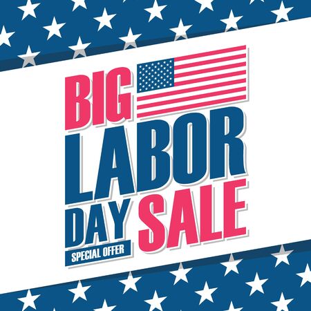 United States Labor Day sale banner. Holiday special offer poster background for business, commerce and advertising. Vector illustration.のイラスト素材