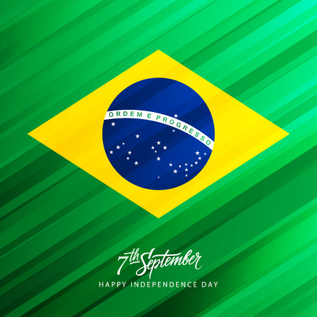 Brazil Happy Independence Day greeting card with hand lettering text design. Vector illustration.のイラスト素材