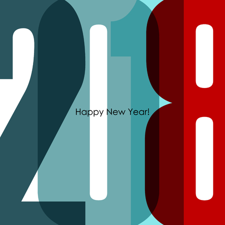 2018 Happy New Year greeting card. Colorful text design. Vector illustration.のイラスト素材