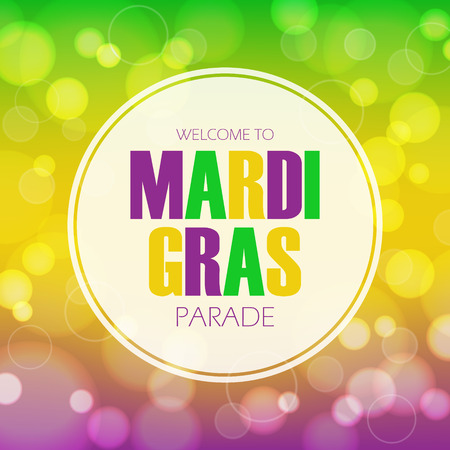 Mardi Gras parade invitation card with bokeh background. Fat Tuesday vector illustration.のイラスト素材
