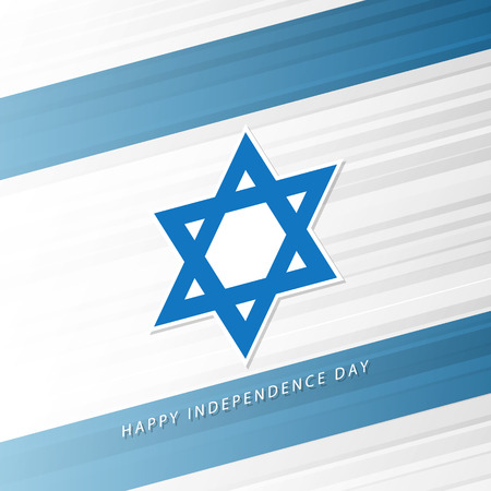 Israel's Independence Day card with Israeli national flag background and star of David.のイラスト素材