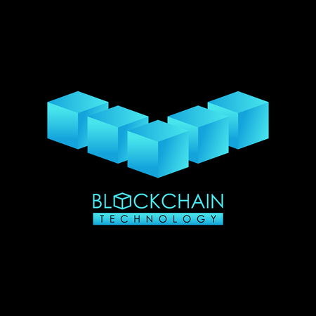 Block chain technology icon concept. Cryptocurrency data brand graphic isometric design.のイラスト素材
