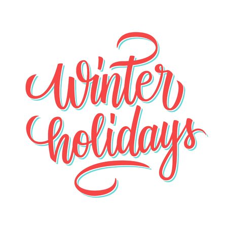 Winter Holidays hand lettering text design for winter season holiday greeting cards and invitations. Vector illustration.のイラスト素材