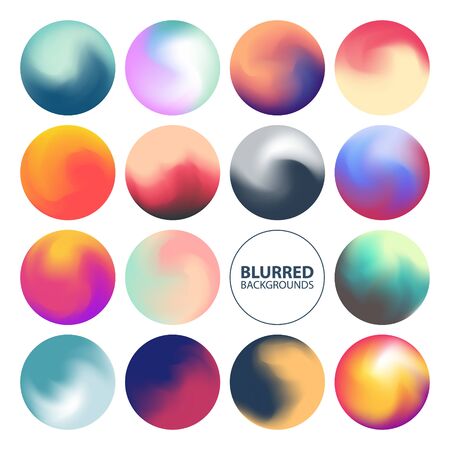 Blurred circle backgrounds set with modern abstract color gradient patterns. Colourful gradient orbs collection for your design. Vector illustration.のイラスト素材