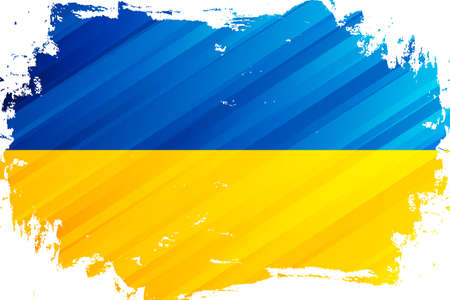 Flag of Ukraine brush stroke background. Ukrainian national flag. Vector illustration.のイラスト素材