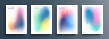 Color smoke effect. Set of light multicolored backgrounds with abstract colored gradients waves. Soft color templates collection for brochures, posters, flyers and covers. Vector.のイラスト素材