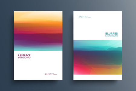 Set of abstract backgrounds with dynamic color gradients. Graphic templates for brochures, posters and covers. Vector illustration.のイラスト素材
