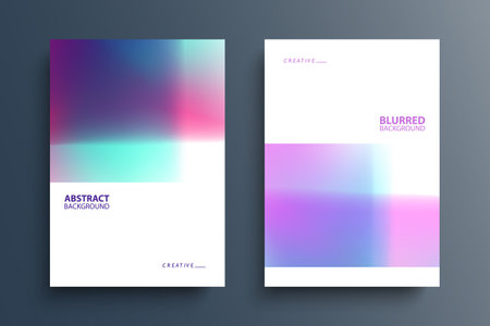 Graphic templates for brochures, posters and covers. Colored borders. Set of abstract backgrounds with defocused color gradients. Vector illustration.のイラスト素材
