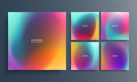 Set of blurred multicolored backgrounds with vibrant blurred color gradients. Bright color graphic templates collection for your graphic design. Vector illustration.のイラスト素材