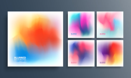 Set of blurred backgrounds with vibrant color gradients. Bright color graphic templates collection for your graphic design. Vector illustration.のイラスト素材