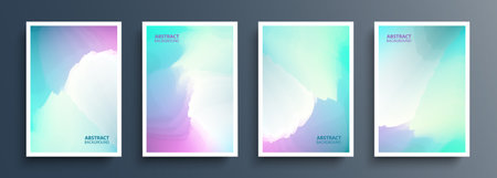 Set of abstract backgrounds with dynamic color gradients. Graphic templates collection for brochures, posters, flyers and covers. Vector illustration.のイラスト素材