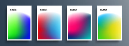 Set of blurred backgrounds with bright color gradients. Abstract graphic templates collection for brochures, posters, banners and flyers. Vector illustration.のイラスト素材
