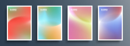 Set of abstract backgrounds with soft gradient round shapes for your creative graphic design. Blurred circles. Vector illustration.のイラスト素材