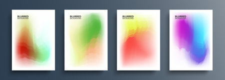 Color smoke. Set of bright multicolored backgrounds with abstract colored gradients waves. Color graphic templates collection for brochure covers, posters and flyers.のイラスト素材