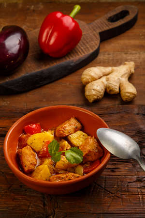 Ramadan suhoor food braised lamb with potatoes. Vertical photoの写真素材