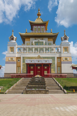 July 25, 2023. Russia, Republic of Kalmykia, Elista, Buddhist temple Golden Abode of Buddha Shakyamuniのeditorial素材