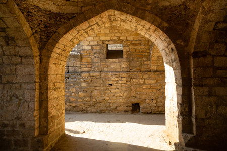 July 16, 2024 Russia, Dagestan, Derbent, arch in an ancient fortress, ancient brick. Horizontal photo.の写真素材