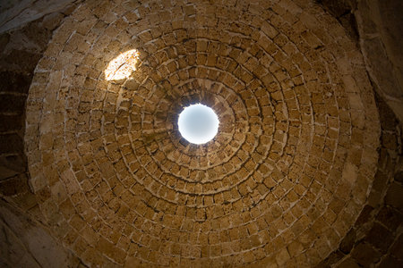 July 16, 2024 Russia, Dagestan, Derbent, roof of the fortress dome, view from the inside. Horizontal photo.の写真素材