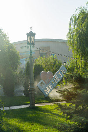 July 15, 2025 Russia, Republic of Dagestan, Makhachkala, Juma central mosque photo zoneのeditorial素材