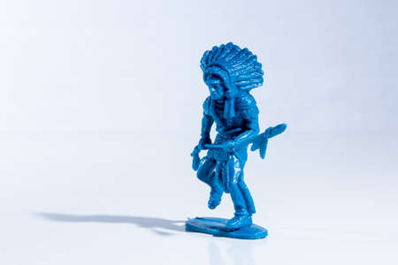 Blue indian plastic toy figures.