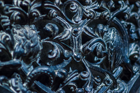 Trondheim, Norway - November 20 2004: Detail from stone carving decorations in the Nidaros cathedralのeditorial素材