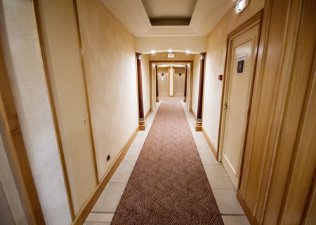Monaco - July 8 2008: Corridor of Le Meridien Beach Plaza hotel.のeditorial素材