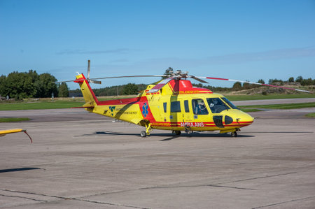 Gothenburg, Sweden - August 30 2008: Sikorsky S-76A MkII Lifeguard 8898 at Göteborg Aero Show.