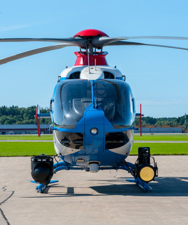 Gothenburg, Sweden - August 30 2008: Eurocopter EC 135 Police helicopter at Göteborg Aero Show.のeditorial素材
