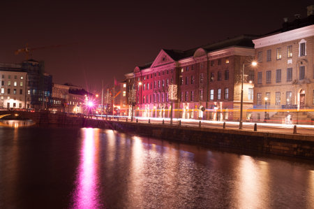 Gothenburg, Sweden - january 2 2012:  Gothenburg city museum bathed in coloured lights.
