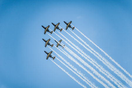 Gothenburg, Sweden - August 29 2009: SK 60, Saab 105, flown by Swedish Air Force Team 60 at...