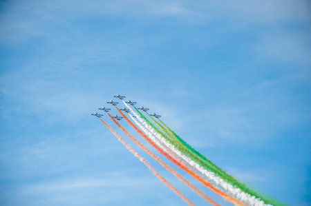 Gothenburg, Sweden - August 29 2010: Frecce Tricolori, 313° Gruppo Addestramento Acrobatico,...