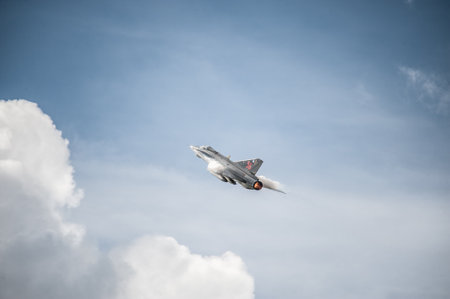 Gothenburg, Sweden - August 29 2010: Saab 35 Draken at Gothenburg Aero Show