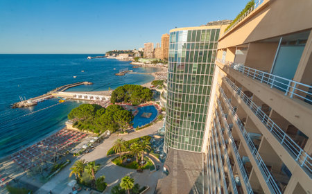 Monaco , Monaco - July 8 2008: View from Le Meridien Beach Plaza hotel.のeditorial素材