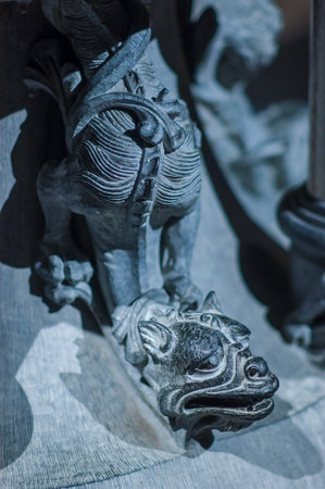 Trondheim, Norway - November 20 2004: Detail from stone carving decorations in the Nidaros cathedralのeditorial素材