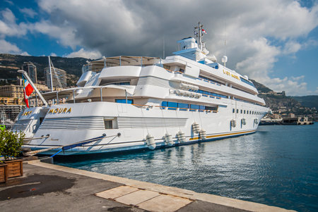Monaco , Monaco - July 9 2008: Motor Yacht Lady Moura anchored in Monaco harbour.のeditorial素材