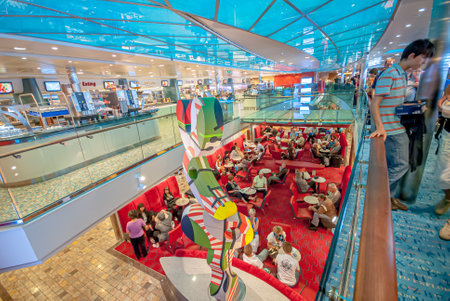 Hirtshals , Denmark - July 10 2008: Interior of Color Line SuperSpeed 1 (IMO 9374519).のeditorial素材