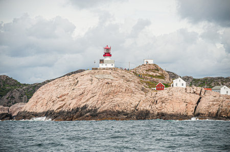Lindesnes , Norway - July 19 2009: Lindesnes Lighthouse seen from the south.のeditorial素材